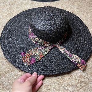 Betsey Johnson sequin floppy hat with floral tie